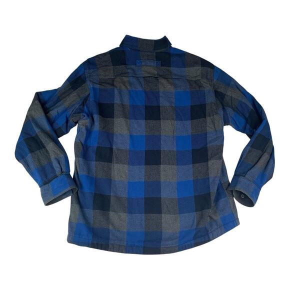 Duluth Trading Co mens medium Blue Gray plaid Button Down Shirt jacket heavy - Picture 2 of 12
